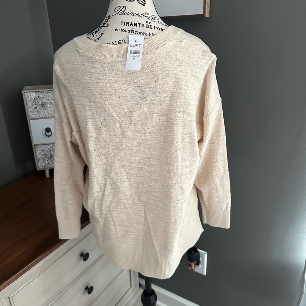 NWT Loft tan half button shirt